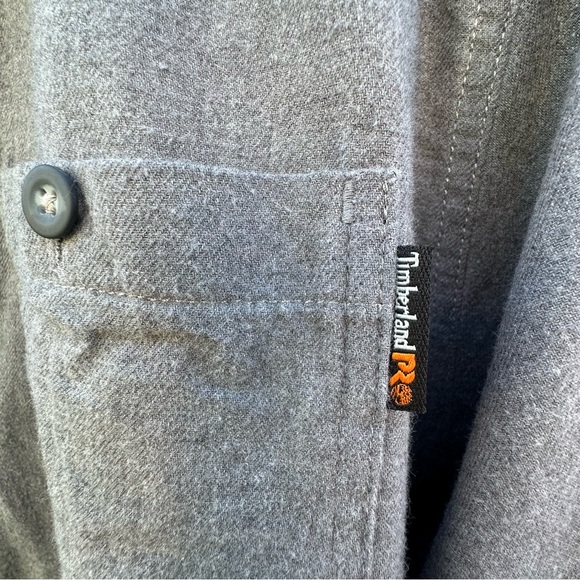 Timberland Pro Original Fit Midweight Gray Flannel Button-Up Soft Casual Gorp XL - Picture 4 of 13